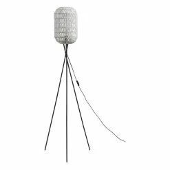 Meilleur prix ✔️ Altobuy KINDILL - Lampadaire en Métal Noir Abat-jour Aspect Rotin Blanc 😍 -Atmosphera Soldes 3663738038669 1