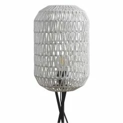 Meilleur prix ✔️ Altobuy KINDILL - Lampadaire en Métal Noir Abat-jour Aspect Rotin Blanc 😍 -Atmosphera Soldes 3663738038669 4