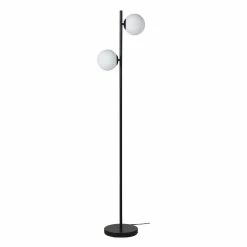 Le moins cher 😀 Altobuy BARTH - Lampadaire en Métal Noir Double Abat-jour en Verre 💯 -Atmosphera Soldes 3663738038751 1