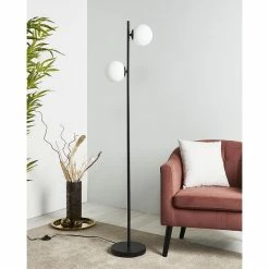 Le moins cher 😀 Altobuy BARTH - Lampadaire en Métal Noir Double Abat-jour en Verre 💯 -Atmosphera Soldes 3663738038751 4