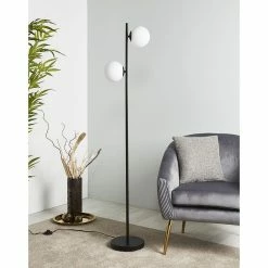 Le moins cher 😀 Altobuy BARTH - Lampadaire en Métal Noir Double Abat-jour en Verre 💯 -Atmosphera Soldes 3663738038751 6