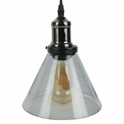 Acheter 🥰 The Home Deco Factory Lampe Suspension en Verre "Entonnoir" 18cm Gris 😍