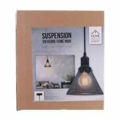 Acheter 🥰 The Home Deco Factory Lampe Suspension en Verre "Entonnoir" 18cm Gris 😍 -Atmosphera Soldes 3664944048305 3