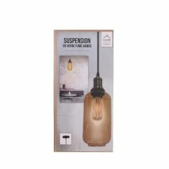 Budget 🎁 The Home Deco Factory Lampe Suspension en Verre "Bouteille" 28cm Gris 👍 -Atmosphera Soldes 3664944048350 4