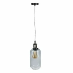 Budget 🎁 The Home Deco Factory Lampe Suspension en Verre "Bouteille" 28cm Gris 👍 -Atmosphera Soldes 3664944048367 1