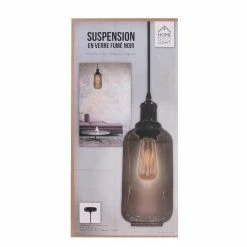 Budget 🎁 The Home Deco Factory Lampe Suspension en Verre "Bouteille" 28cm Gris 👍 -Atmosphera Soldes 3664944048367 3