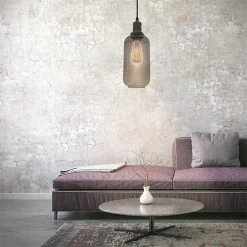 Budget 🎁 The Home Deco Factory Lampe Suspension en Verre "Bouteille" 28cm Gris 👍 -Atmosphera Soldes 3664944048367 4