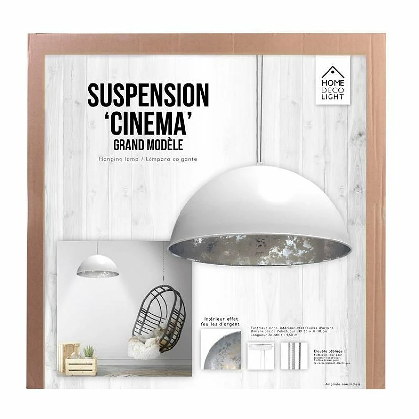 Acheter 😀 Paris prix Lampe Suspension en Métal "Cinéma" 50cm Blanc 🧨 5 Acheter 😀 Paris prix Lampe Suspension en Métal "Cinéma" 50cm Blanc 🧨 – Image 3