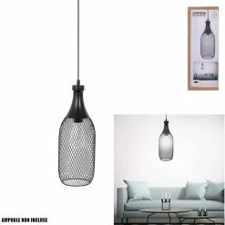 Top 10 💯 The Home Deco Light Suspension en métal noir bouteille filaire 14.5 x 40 cm 😍 -Atmosphera Soldes 3664944048572 4
