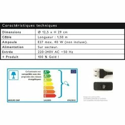 Vente flash 🔔 The Home Deco Factory Lampe à Poser Design Métal "Anse" 28cm Or ✨ 12 Vente flash 🔔 The Home Deco Factory Lampe à Poser Design Métal "Anse" 28cm Or ✨ -Atmosphera Soldes 3664944048794 5
