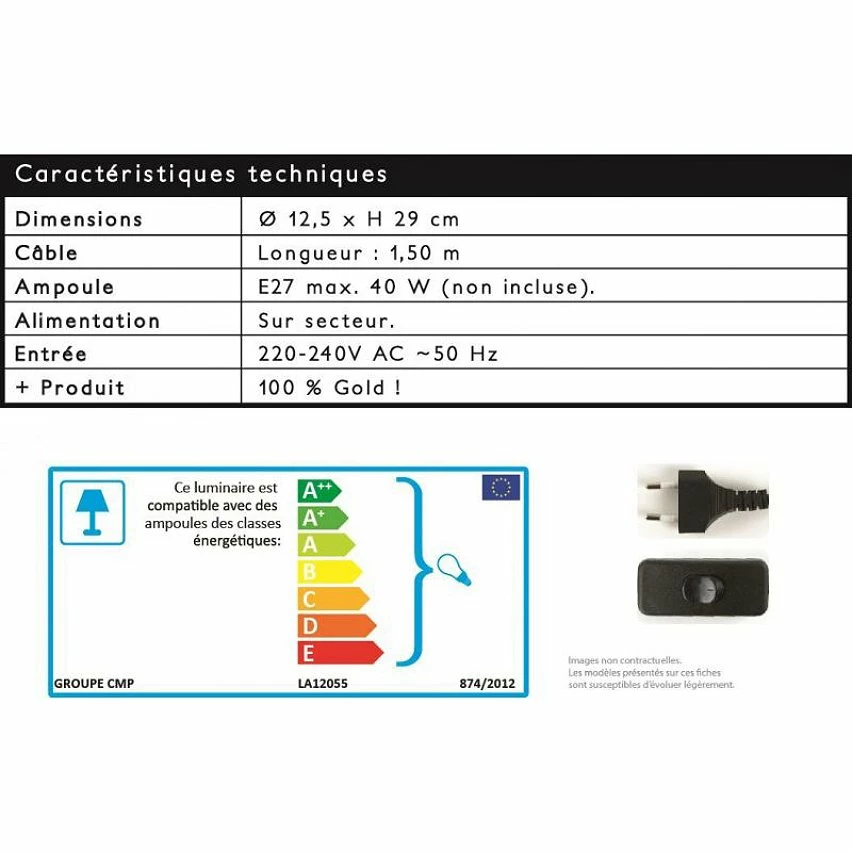 Vente flash 🔔 The Home Deco Factory Lampe à Poser Design Métal "Anse" 28cm Or ✨ 7 Vente flash 🔔 The Home Deco Factory Lampe à Poser Design Métal "Anse" 28cm Or ✨ – Image 5