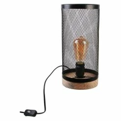 Les meilleures critiques de 😍 The Home Deco Light Lampe cylindrique métal grillagé socle en bois blanc 😀 -Atmosphera Soldes 3664944048879 1