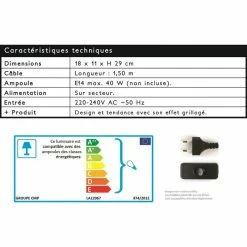 Acheter ❤️ Paris prix Lampe à Poser Bois & Métal "Cadre" 29cm Noir & Naturel 👍 -Atmosphera Soldes 3664944048916 4