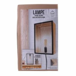 Acheter ❤️ Paris prix Lampe à Poser Bois & Métal "Cadre" 29cm Noir & Naturel 👍 -Atmosphera Soldes 3664944048916 5