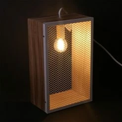 Vente flash 💯 Paris prix Lampe à Poser Bois & Métal "Cadre" 29cm Blanc & Naturel ❤️ -Atmosphera Soldes 3664944048923 4