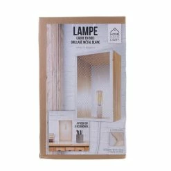 Vente flash 💯 Paris prix Lampe à Poser Bois & Métal "Cadre" 29cm Blanc & Naturel ❤️ -Atmosphera Soldes 3664944048923 7