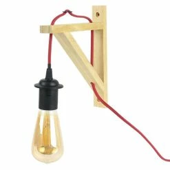 Meilleure vente 🤩 The Home Deco Light Lampe Murale en Bois "Fact" 22cm Naturel & Rouge 😉