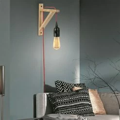 Meilleure vente 🤩 The Home Deco Light Lampe Murale en Bois "Fact" 22cm Naturel & Rouge 😉 -Atmosphera Soldes 3664944062578 5