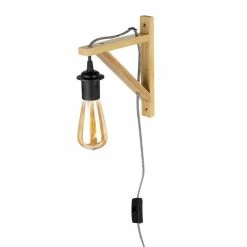 Meilleure vente 🤩 The Home Deco Light Lampe Murale en Bois "Fact" 22cm Naturel & Rouge 😉 -Atmosphera Soldes 3664944062585 1
