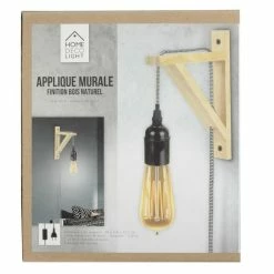 Meilleure vente 🤩 The Home Deco Light Lampe Murale en Bois "Fact" 22cm Naturel & Rouge 😉 -Atmosphera Soldes 3664944062585 3