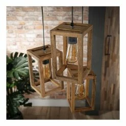 Nouveau 😉 Lampea Suspension contemporaine en bois de manguier 3 lampes étagées Rudy 🔥 -Atmosphera Soldes 3665367163293 2