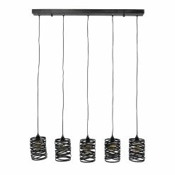 Grosses soldes 🔥 Lampea Suspension industrielle 5 lampes en métal gris Ø 17 cm James 😉