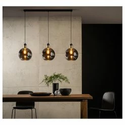 Bon marché ✨ Lampea Suspension sphérique 3 lampes en verre fumé Lius 😉 -Atmosphera Soldes 3701171271929 3