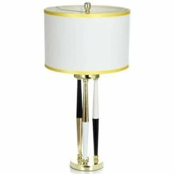 Vente flash ⌛ Paris prix Lampe à Poser Design "Paralla" 76cm Blanc & Or ⭐