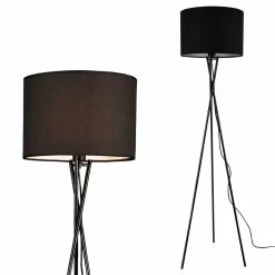 Acheter 🎁 Lampadaire Trépied Moderne Lampe sur Pied Design E27 Métal Tissu Hauteur 154 cm Noir lux.pro 🥰 -Atmosphera Soldes 4059438142031 2