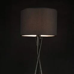 Acheter 🎁 Lampadaire Trépied Moderne Lampe sur Pied Design E27 Métal Tissu Hauteur 154 cm Noir lux.pro 🥰 -Atmosphera Soldes 4059438142031 3