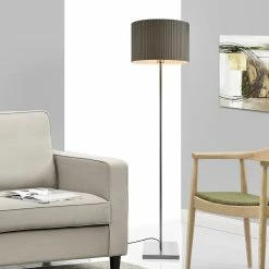 Tout neuf 😀 [lux.pro] Lampadaire Lampe à Pied Cadre en Métal Abat-jour en Tissu 1 x E27 Gris 151 cm ✨ -Atmosphera Soldes 4059438142697 4