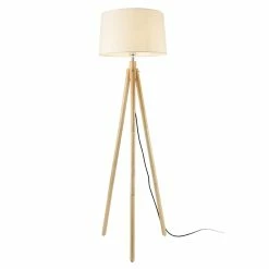 Top 10 🥰 [lux.pro] Lampadaire Lampe à Pied avec Abat-jour Bois Métal Tissu Effet Bois et Blanc 153 cm 🧨
