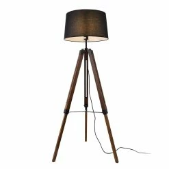 Budget ⌛ Lampadaire Design Lampe à Pied Trépied avec Pieds en Bois et Métal Abat-Jour en Tissu E27 Hauteur 145 cm Bois Clair Chrome Blanc [lux.pro] 🤩 -Atmosphera Soldes 4059438144646 1