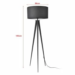 Coupon ⭐ Lampadaire Trépied Moderne Stylé Lampe sur Pied Design E27 Métal Textile Hauteur 153 cm Blanc [lux.pro] 😀 -Atmosphera Soldes 4059438144745 3