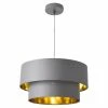 Meilleure affaire 🤩 Lampe à Suspendre Moderne Suspension Design Douille E27 60W en Métal et Textile Diamètre 40 cm Gris Doré [lux.pro] ✨