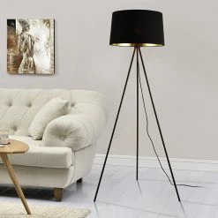 Bon marché ❤️ Lampadaire Trépied Moderne Stylé Lampe sur Pied Design E27 Métal Textile Hauteur 150 cm Blanc Argenté [lux.pro] ⌛ -Atmosphera Soldes 4059438150678 4