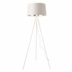 Bon marché ❤️ Lampadaire Trépied Moderne Stylé Lampe sur Pied Design E27 Métal Textile Hauteur 150 cm Blanc Argenté [lux.pro] ⌛ -Atmosphera Soldes 4059438150685 1