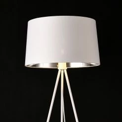 Bon marché ❤️ Lampadaire Trépied Moderne Stylé Lampe sur Pied Design E27 Métal Textile Hauteur 150 cm Blanc Argenté [lux.pro] ⌛ -Atmosphera Soldes 4059438150685 3