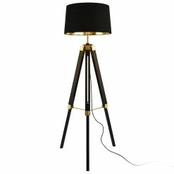Budget ⌛ Lampadaire Design Lampe à Pied Trépied avec Pieds en Bois et Métal Abat-Jour en Tissu E27 Hauteur 145 cm Bois Clair Chrome Blanc [lux.pro] 🤩