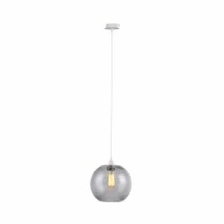 Meilleure affaire 🔥 Paris prix Lampe Suspension en Verre "Saturne" 23cm Gris & Blanc ✨ -Atmosphera Soldes 4063074220534 4