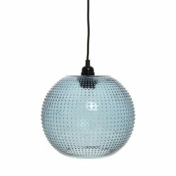 Sortie ⌛ Paris prix Lampe Suspension en Verre "Saturne" 23cm Bleu & Noir 🧨