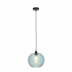Sortie ⌛ Paris prix Lampe Suspension en Verre "Saturne" 23cm Bleu & Noir 🧨 -Atmosphera Soldes 4063074223450 4