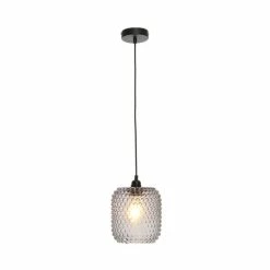Bon marché 🧨 Paris prix Lampe Suspension en Verre "Irène" 27cm Gris ❤️ -Atmosphera Soldes 4063074224235 4