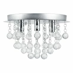 Offres 🥰 [lux.pro] Luminaire Suspendu Plafonnier Métal et Cristal Artistique Chrome Argent 3 x G9 ø 28 cm 🧨