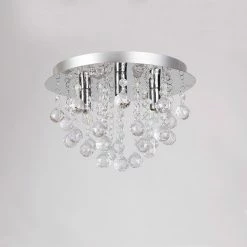 Offres 🥰 [lux.pro] Luminaire Suspendu Plafonnier Métal et Cristal Artistique Chrome Argent 3 x G9 ø 28 cm 🧨 -Atmosphera Soldes 4251155517684 5