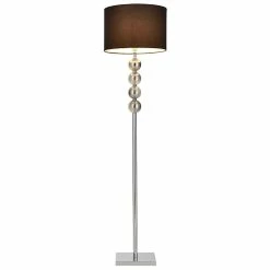 Meilleure vente 🤩 [lux.pro] Lampadaire Lampe à Pied Métal Poli Tissu Chrome Noir 155 cm 😀