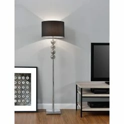 Meilleure vente 🤩 [lux.pro] Lampadaire Lampe à Pied Métal Poli Tissu Chrome Noir 155 cm 😀 -Atmosphera Soldes 4260264774482 3