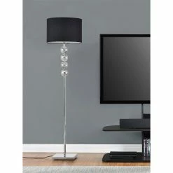 Meilleure vente 🤩 [lux.pro] Lampadaire Lampe à Pied Métal Poli Tissu Chrome Noir 155 cm 😀 -Atmosphera Soldes 4260264774482 4