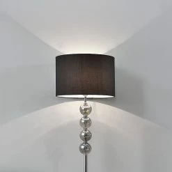 Meilleure vente 🤩 [lux.pro] Lampadaire Lampe à Pied Métal Poli Tissu Chrome Noir 155 cm 😀 -Atmosphera Soldes 4260264774482 5