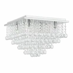 Budget 🔥 [lux.pro] Plafonnier Lampe de Plafond Aluminium Cristal Artistique Chrome et Blanc 38 x 38 cm 🤩